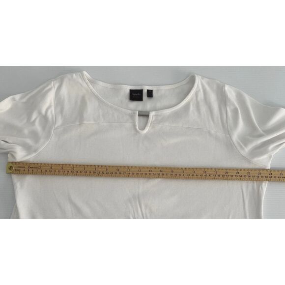 Rafaella Studio Women White Top 3/4 Sleeve 100% Cotton Plus Sz 2XL Keyhole Neck - Picture 3 of 8